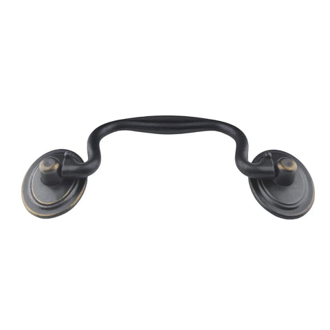 4 Pack Antique Iron Black Drawer Pulls Droop Bail Handles for Kitchen Cabinets and Furniture Doors 102mm Center To Center
