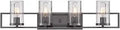 Elements 4 Light Bathroom Vanity Light Fixture Charcoal Finish With Rain Glass Damp Rated UL Listed Modern Transitional Steel Bath Bar