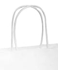 White Kraft Custom Printed Paper Bags With Twisted Handles, Stand Up Square Bottom, 10x5x13 Inches, Bulk 500 Pack, close-up of handles