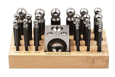 26 Piece Dapping Doming Punch Block Set For Jewelry Making And Metal Forming Tool Kit With Sizes From 2.3 mm To 25 mm