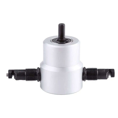 Power Drill Nibbler Attachment For Metal Sheets With Double Blade, 360 Degree Adjustable Head, shown side view