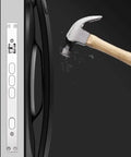 Straight Up Smooth Smart Door Lock With Fingerprint Scan And 3D Face Recognition Plus Integrated Cat Eye Camera for no sweat keyless entry, hammer striking door.