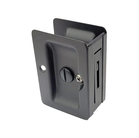 Solid Brass Pocket Door Pull With Privacy Lock Matte Black Three And A Quarter Inches By Two And A Quarter Inches Two Pack Adjustable