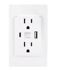 Sleek White Decorator Receptacle And 15 Amp Electrical Outlet Built Hardcore For The Daily Hustle Heavy Duty Standard Wall Socket With High Impact PC Housing Fits Regular Junctionboxes For Solid Residential Hookups with USB ports
