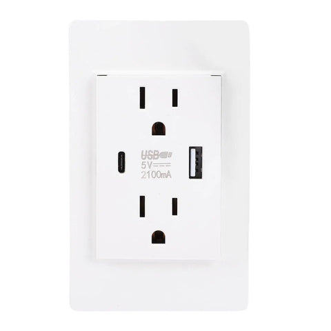 Sleek White Decorator Receptacle And 15 Amp Electrical Outlet Built Hardcore For The Daily Hustle Heavy Duty Standard Wall Socket With High Impact PC Housing Fits Regular Junctionboxes For Solid Residential Hookups with USB ports