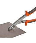 Hand Nibbler For Flat Sheet Metal NR1 Cuts 0.6 To 2 Mm, Ideal For Studs And Tracks, shown cutting metal sheet