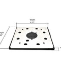 Premium One Quarter Sheet Adhesive Square Sanding Pads With Eight Vacuum Holes For Dewalt And Black Decker Orbitals top view with measurements