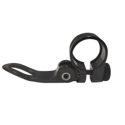 Side view of 28.6mm Bike Seat Post Clamp For 25.4mm Post Aluminum Quick Release Clamp For Aluminum Frames Built For Easy On The Fly Adjustments And Rugged Reliability.
