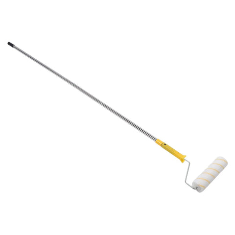 Heavy Duty 10 Piece Paint Roller Tray Kit With Solid Stainless Steel Handle And High Density Covers For Smooth Wall And Ceiling Painting 18" roller with yellow handle.