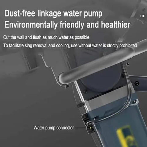 Dust-free linkage water pump for Pro Grade Brushless Electric Concrete Ring Saw to enhance environmental performance.