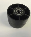 Rock Solid 3 Inch Glass Filled Nylon Tracking Wheel For Belt Grinders Smooth Crowned Design 1/2 Inch Bore, black with sealed bearings.