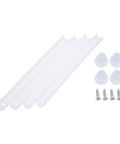 Two Sets Of White Drawer Slides For Furniture Featuring Zero Slap Glide Rails And Impact Absorption Engineered For Buttery Smooth Closure Parts including installation screws.
