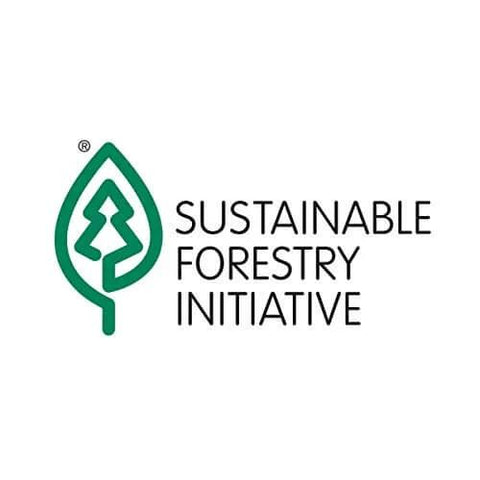 Green tree symbol with 'Sustainable Forestry Initiative' text logo
