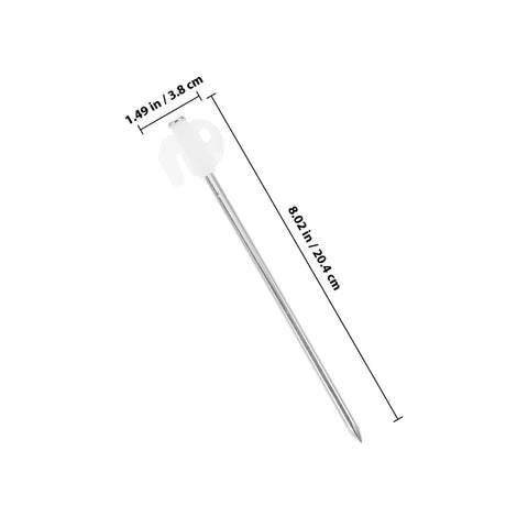 Heavy Duty Tent Stakes Set with Fluorescent Ground Pegs and Dark Cord shown with 8-inch steel stake sizing details