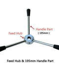 Heavy Duty Cnc Drill Press Handle Bar Set With Feed Hub Wheel showing 195mm handle part with rubber grips and metal feed hub.