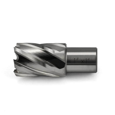 JESTUOUS annular cutter with 1-inch cutting diameter and 3/4-inch Weldon shank, HSS, side view