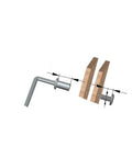 Top Shelf Furniture Hardware Kit With M6 Hex Socket Bolts And Barrel Dowel Nuts For Wood Bookcase and Bed Frames Includes Allen Wrench showing assembly components.