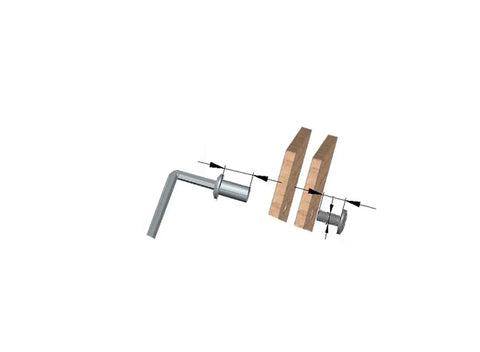 Top Shelf Furniture Hardware Kit With M6 Hex Socket Bolts And Barrel Dowel Nuts For Wood Bookcase and Bed Frames Includes Allen Wrench showing assembly components.