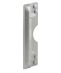 Steel Latch Guard Plate Cover For Out Swinging Doors Gray Heavy Duty Door Security Shield To Prevent Forced Entry Ideal For Residential Use Single Pack Easy Install Swinging Door Protection, shown from side view