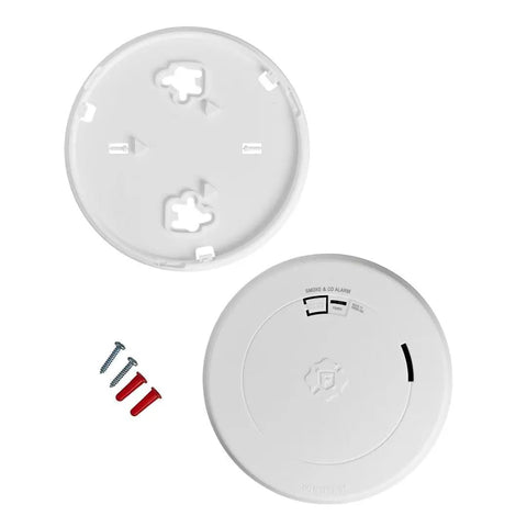 Sealed 10-Year Battery 2-In-One Smoke And Carbon Monoxide Detector With Slim Profile Design, base plate and screws