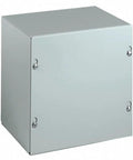 Heavy Duty Steel Electrical Enclosure 8x8x6 Inches Gray Junction Box And Pull Box For Commercial Industrial Use With Captive Screws, Built Tough Industrial Grade Build For Durable Indoor And Outdoor Electrical Installations. Gray steel enclosure with captive screws