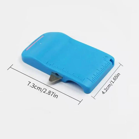 Blue 7.3cm magnetic seam guide for sewing machine handy hemmer guide with scale visible, showing size dimensions.