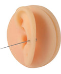 16G Piercing Taper Insertion Tool for Flat Back Earrings and Nose Rings inserted in ear model.