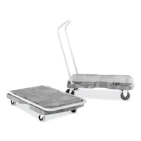 Triple Trolley Heavy Duty Utility Cart, 500 Lb Capacity, Flat-Folding Design with Textured Structural Foam Deck, Black