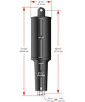 Diagram of Beefy Extreme Duty 12V Actuator with Two and a Quarter Inch Stroke and Three Eighths Inch Hardware showing dimensions