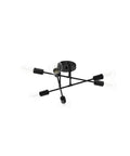 Six Light Modern Chandelier In Black, Dope Industrial Ceiling Light Fixture, 22 Inch Semi Flush Mount With E26 Base