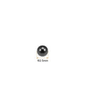 Ceramic bearing ball, 2.5 mm diameter, Si3N4 silicon nitride, front view.