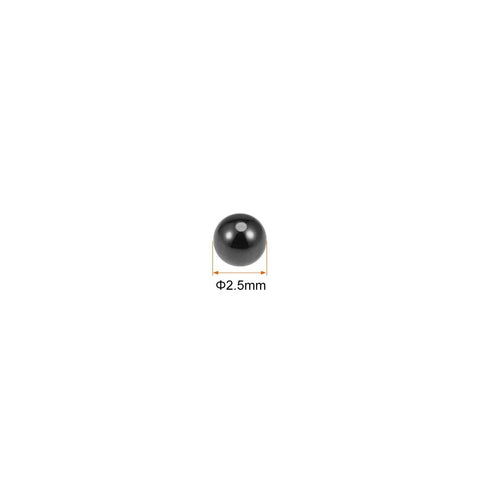 Ceramic bearing ball, 2.5 mm diameter, Si3N4 silicon nitride, front view.