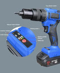 Electric Cordless Rivet Nut Gun With Brushless Motor And 4000 Mah Battery for various settings, showing controls and battery.