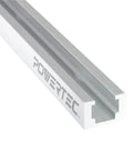 Heavy Duty Aluminum T Track 48 Inch for Woodworking and Router Tables, showing precision T-slot rail in close-up angle