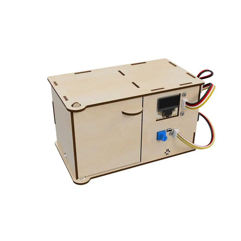 Add On Safe Box For PicoBricks And MicroBit Kit With Encryption Projects, DIY wooden safe box with OLED display and wires