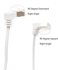 Flat Cat6 Ethernet Cable 90 Degree Up Or Down Angle RJ45 Patch Cord 10ft FTP Gigabit LAN Cable for Router Modem Printer Desktop White 32AWG