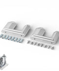 Rock Solid Stainless Steel Caster Positioning Kit For Commercial Kitchen Equipment Low Profile Floor Mount Wheel Rest With Anchor Bolts Fits Up To Six Inch Casters Set Of Two, includes floor mounts and bolts.