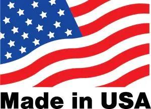 American flag with wavy stripes and text 'Made in USA' displayed prominently.