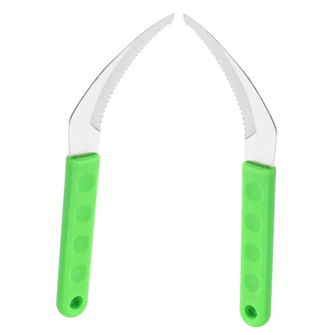 Root Digger Sickle With Serrated Hook For Weeds And Lawn Care, green non-slip grip, steel two-piece garden tool
