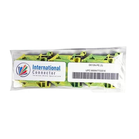 Compact DIN Rail Ground Block Terminal With Screw Type Connection For Easy Wiring UL Listed Pack of 3 in packaging