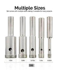 Five-piece diamond hole saw drill bit set with 1/4-inch shanks; sizes 1/2, 3/8, 5/16, 1/4, 5/32 inch