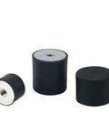 Rock Solid Rubber Vibration Isolators And Shock Absorbing Mounts That Crush Engine Rattling Features M10 Female Thread Bobbin Damper Stud With A Hella Sturdy 50X50mm Base three cylindrical rubber isolators with M10 threads in varying sizes