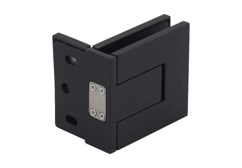 Palermo Matte Black Adjustable Wall Mount Offset Back Plate Hinge for Glass Doors Fits Three Eighths Inch And One Half Inch Glass