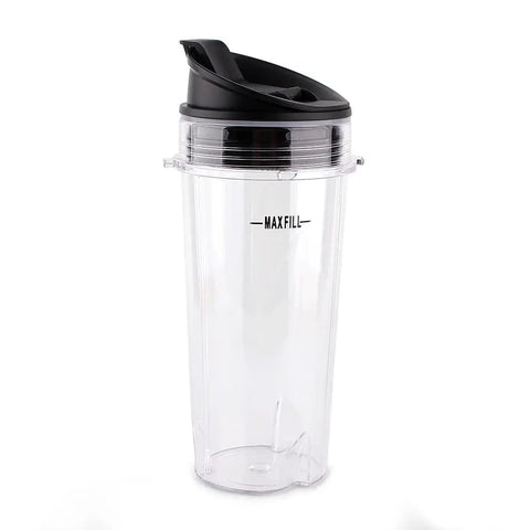 Two Pack 16oz Replacement Cups With Lids For Ninja Blenders With Four Tabs, Dishwasher Safe, Includes Two Sip And Seal Lids