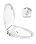 Elongated toilet bidet seat non-electric with self-cleaning dual nozzles, separate rear and feminine wash features visible.