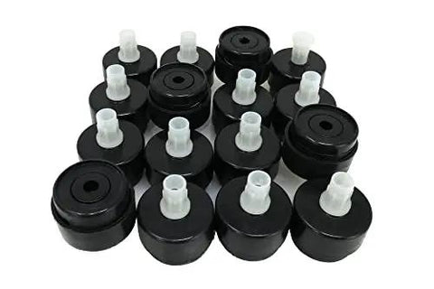16 Pack Self Leveling Table Glides with Quarter Inch Threaded Stem and Adjustable Feet, Black finish