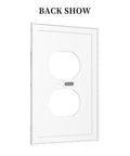 Back view of Sleek White And Gold Marble Abstract Light Switch Covers And Wall Plates Tough As Nails Polycarbonate Outlet Faceplates.