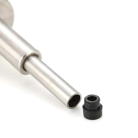 Close-up of Wall Mounted Door Stop Bumper With Hydraulic Buffer Stainless Steel showing tube and rubber cushion