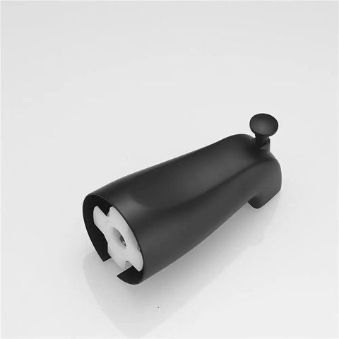 Matte Black Tub Spout With Diverter For One Half Inch Copper Pipe showing the pull-up diverter and slip-fit design