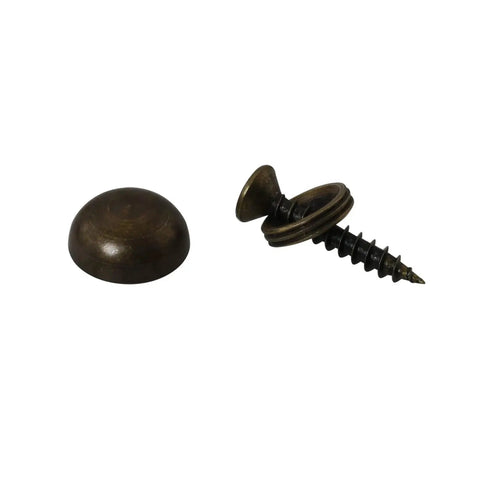 Top Shelf Eight Piece Set Of Real Pure Brass Decorative Mirror Screws With Bronze Cap Covers To Hide Heads For A Clean Look And Rock Solid Self Tapping Fasteners, showing bronze cap and screw.
